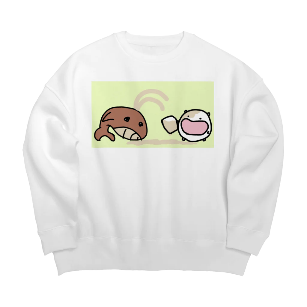 ダイナマイト87ねこ大商会のくじらミルクティーL寸１つ下さいなねこです Big Crew Neck Sweatshirt