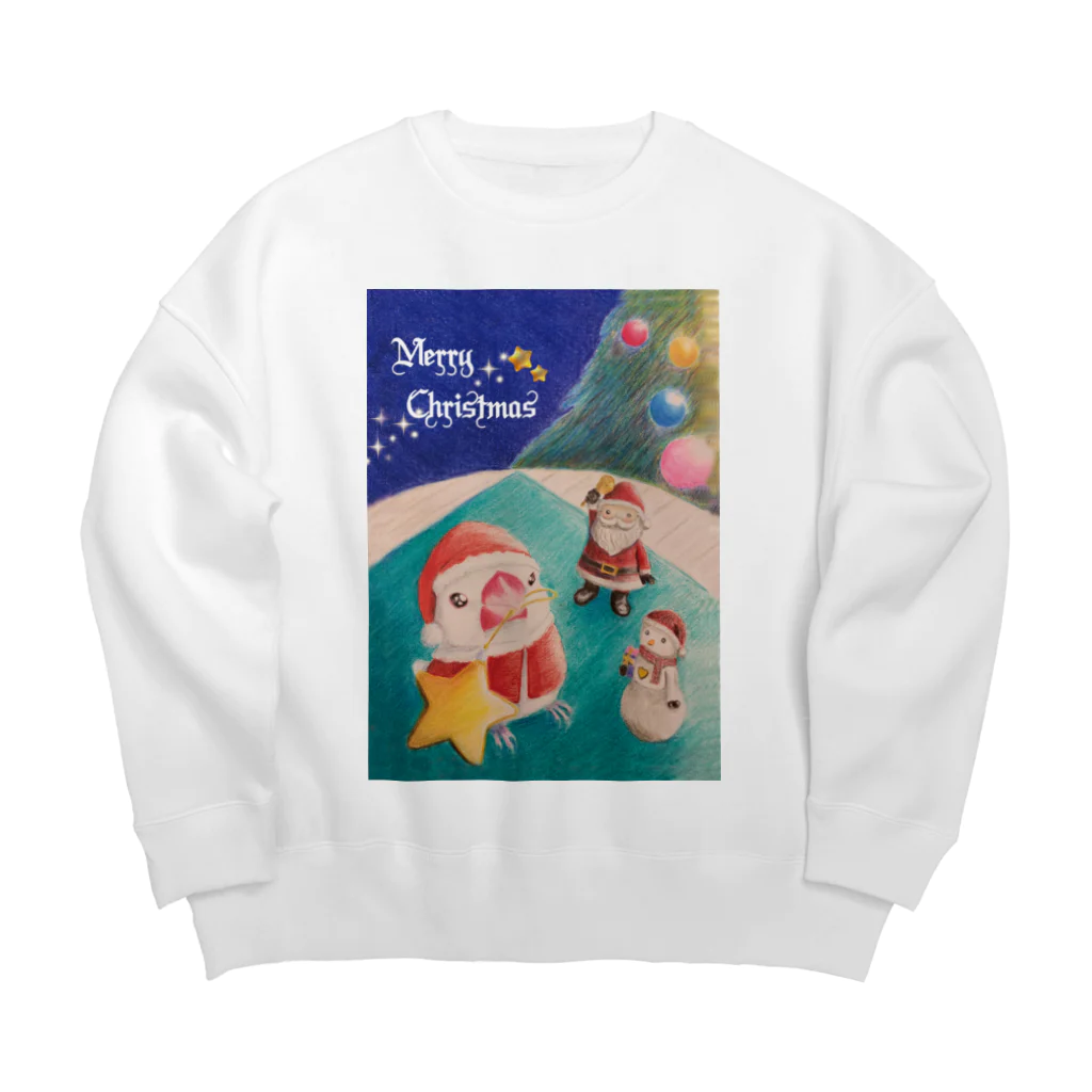 文鳥さんと仲間たちのクリスマスのおてつだいB Big Crew Neck Sweatshirt