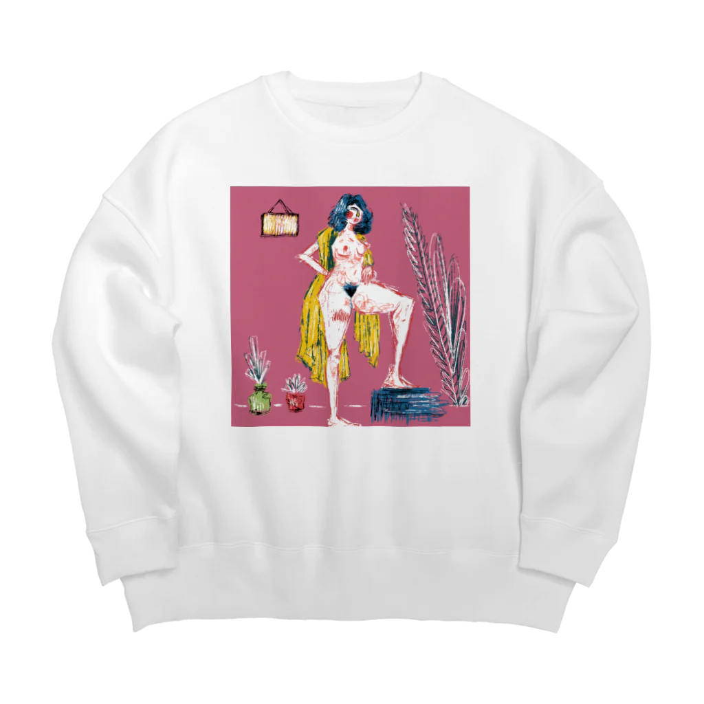 Ｋａｙａ🍍の裸の女と黄色のマフラー Big Crew Neck Sweatshirt