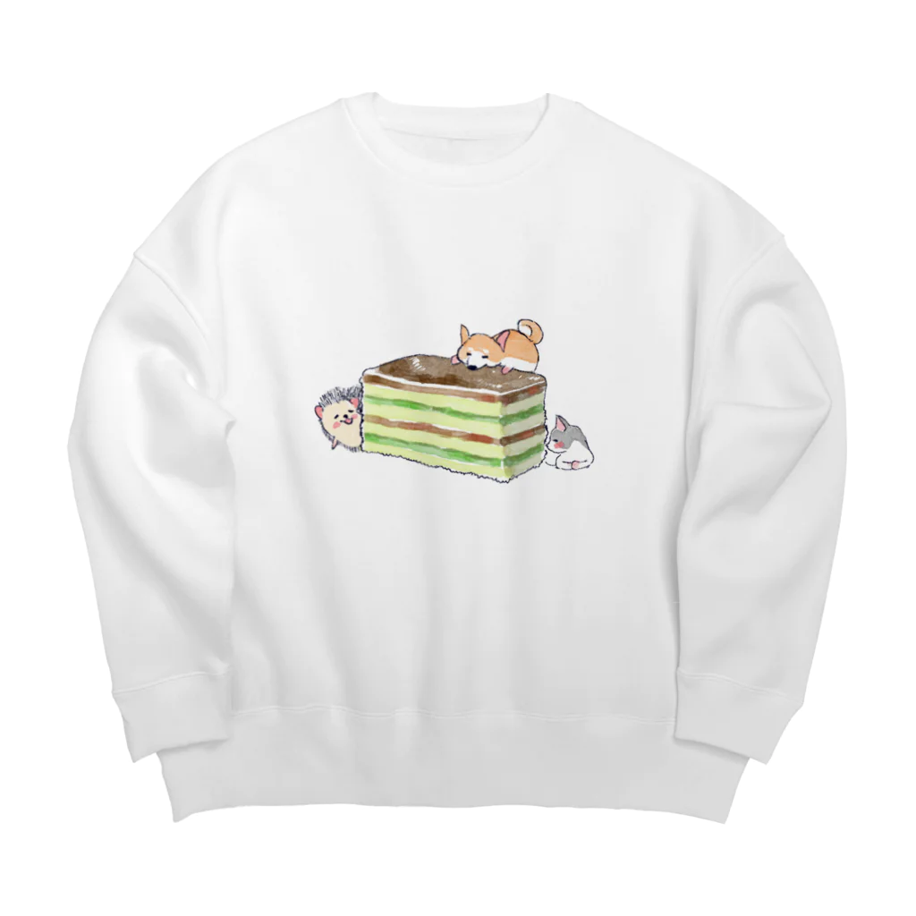 浅山しおん（ハリネズミのソフィー）のオリジナル　ハリネズミのソフィー、３色ケーキを食べる。 Big Crew Neck Sweatshirt