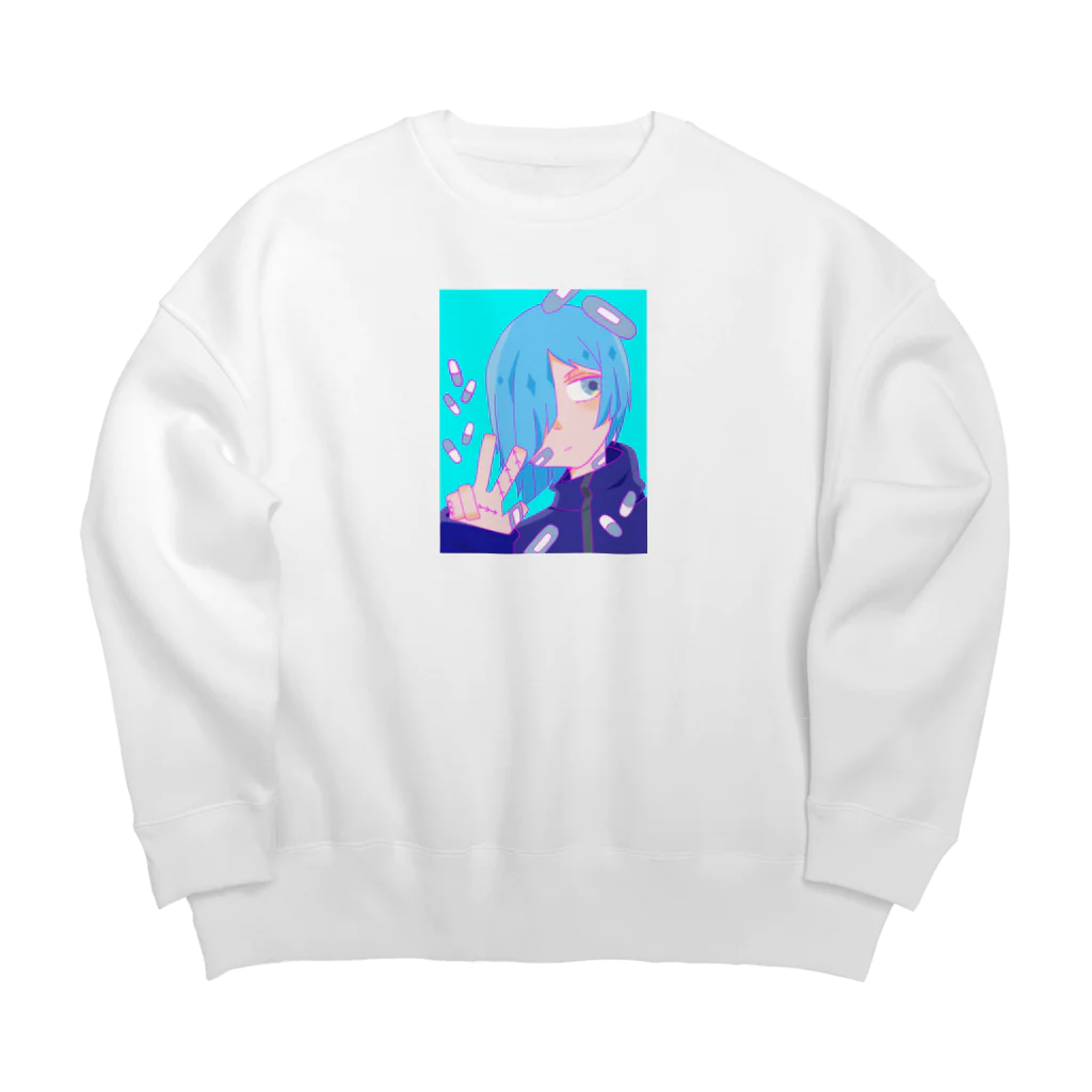 MANNZOKUの真っ青くん Big Crew Neck Sweatshirt