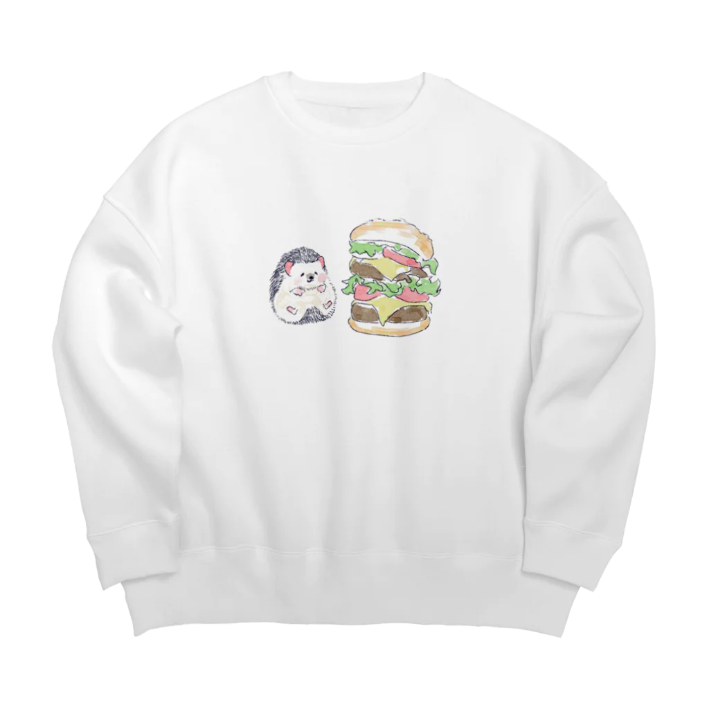 浅山しおん（ハリネズミのソフィー）のオリジナル　ハリネズミのソフィー、ハンバーガーを食べる。 Big Crew Neck Sweatshirt