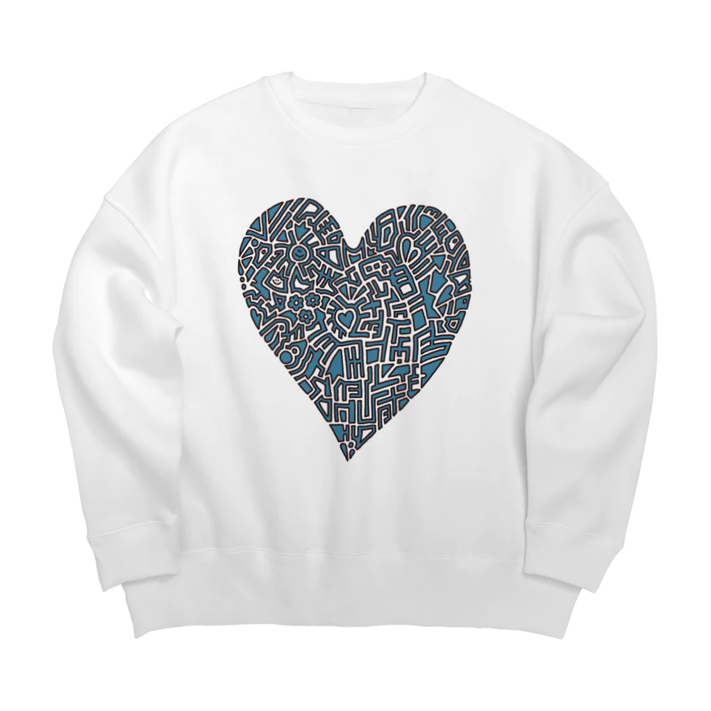 rumaruのBlue  heart Big Crew Neck Sweatshirt