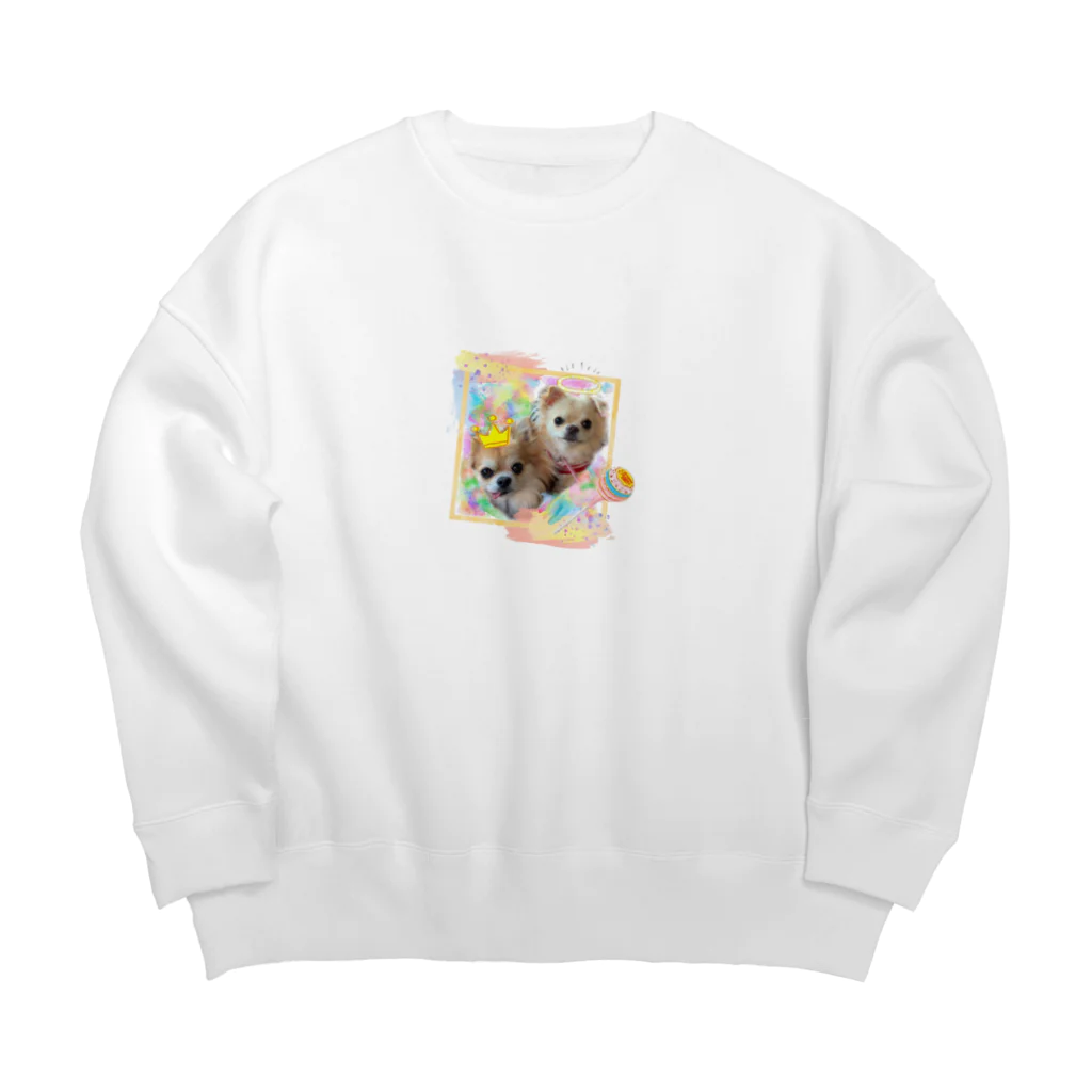 チビちゃんとココちゃんSHOPの絵画風のチビちゃんとココちゃん Big Crew Neck Sweatshirt