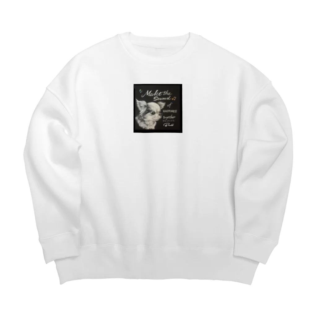 ぱすてるPOPの黒板わんにゃんのチワワのベルちゃん Big Crew Neck Sweatshirt