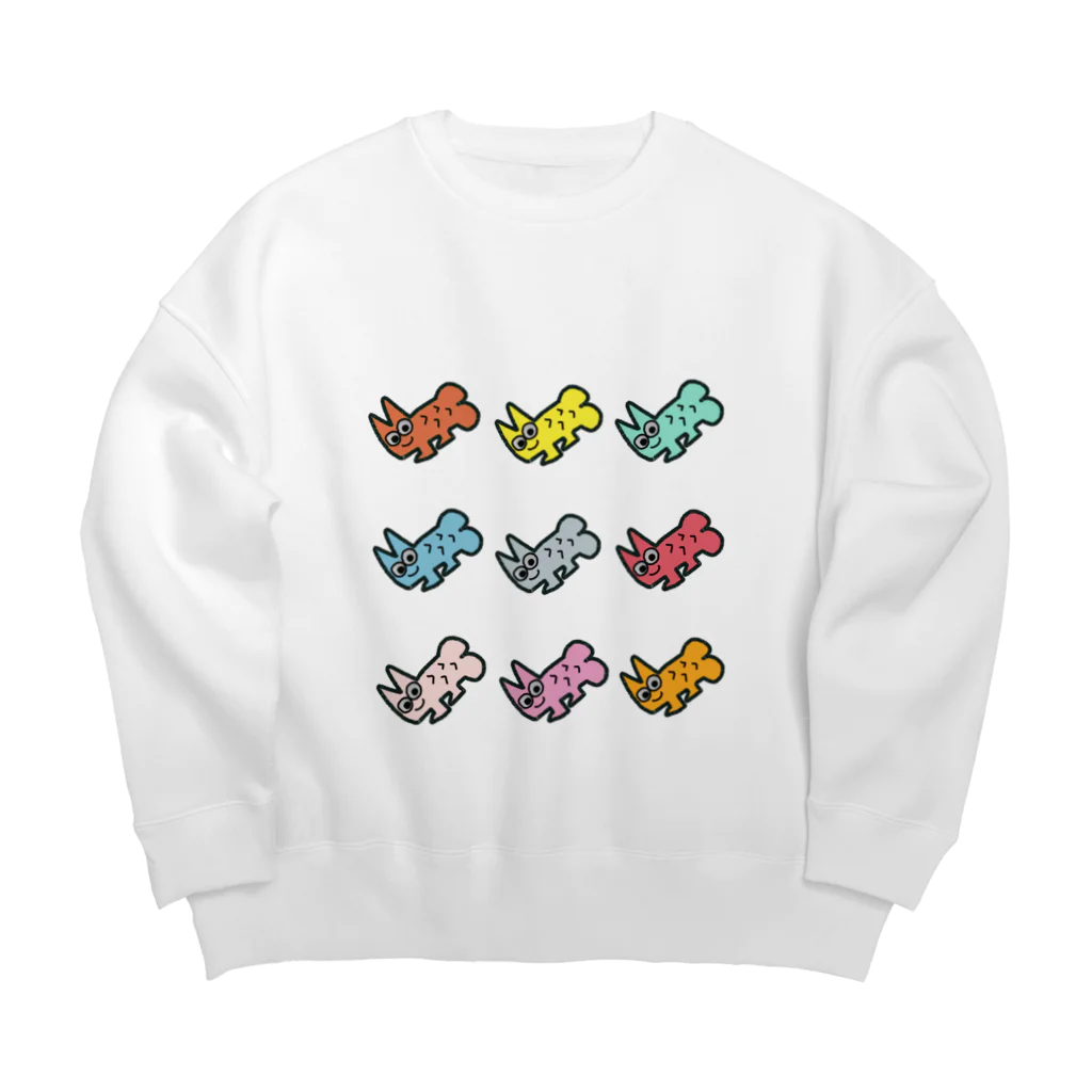 2step_by_Jrのチンキャットスター　カラフルバージョン Big Crew Neck Sweatshirt