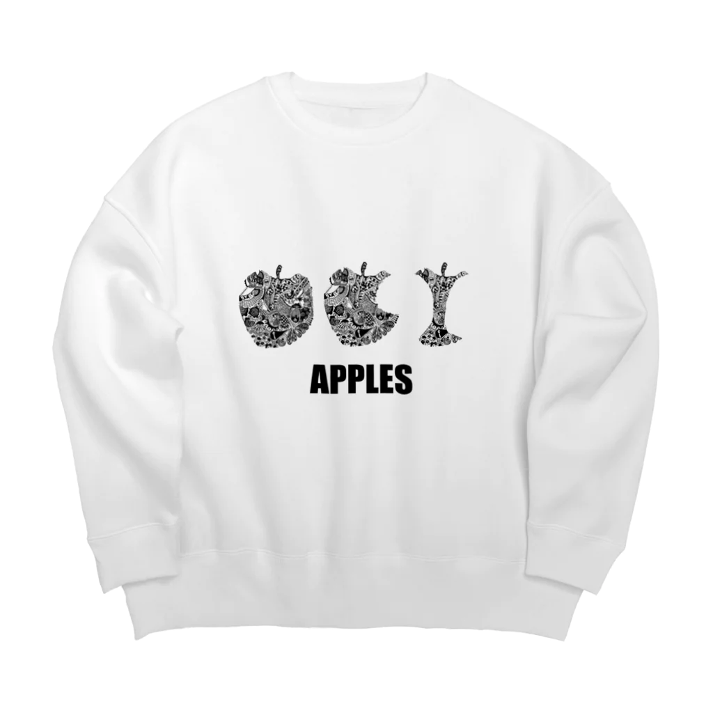 ibukiの細密画shopのモノクロ　Apples ビッグシルエットスウェット