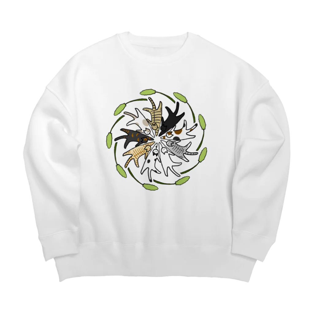 梅咲イラストワークの和猫じゃらし Big Crew Neck Sweatshirt