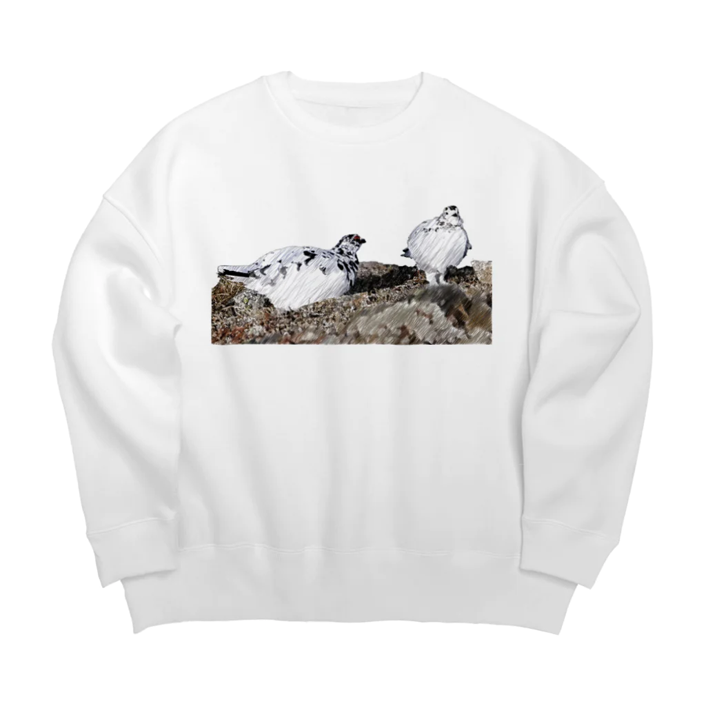 静かな山の頂への雷鳥のカップル Big Crew Neck Sweatshirt