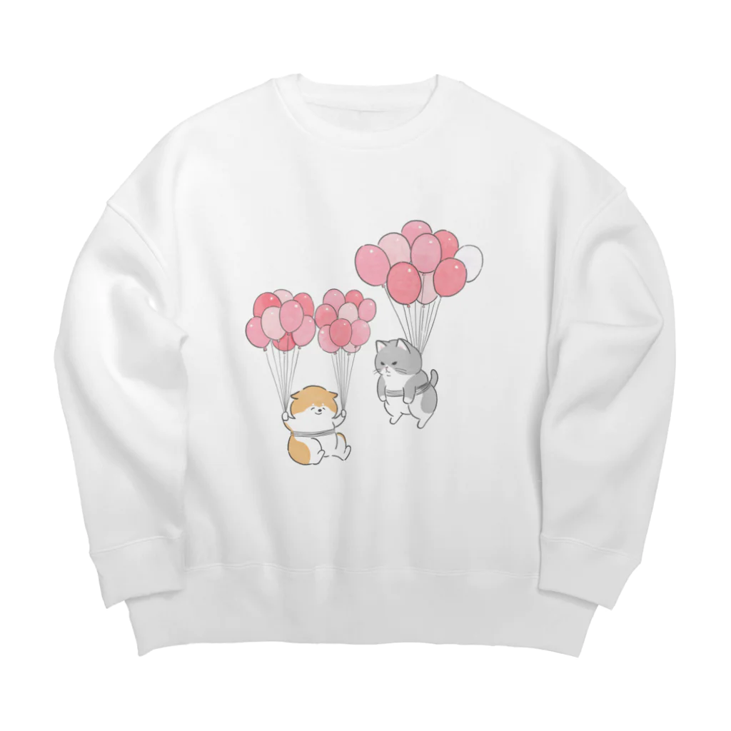 もちこのパンイチ🍞の風船で遊ぶ柴犬と猫 Big Crew Neck Sweatshirt