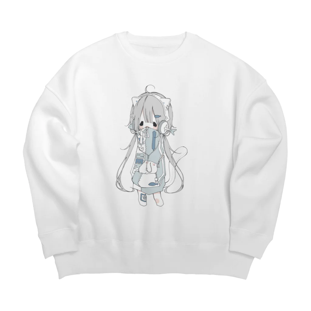 てふてふの館のメカニックねこ Big Crew Neck Sweatshirt