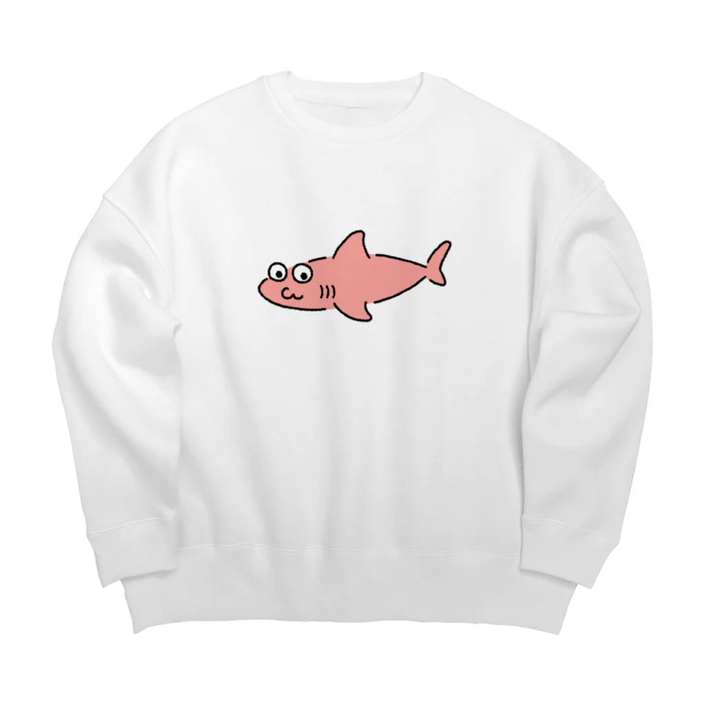 サメ わりとおもいのサメ？はピンク Big Crew Neck Sweatshirt