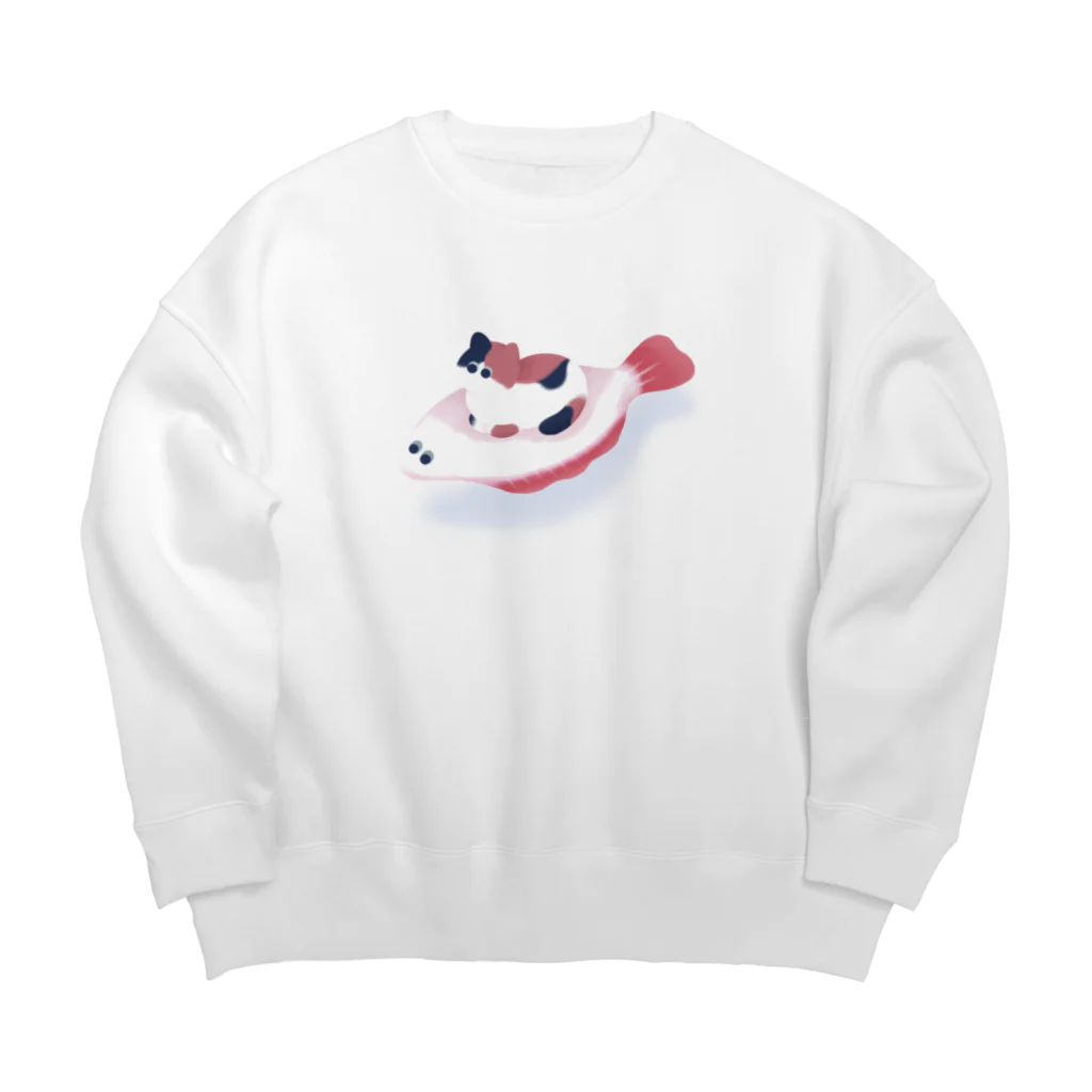 nananaのさかなのタクシーに乗るねこ Big Crew Neck Sweatshirt