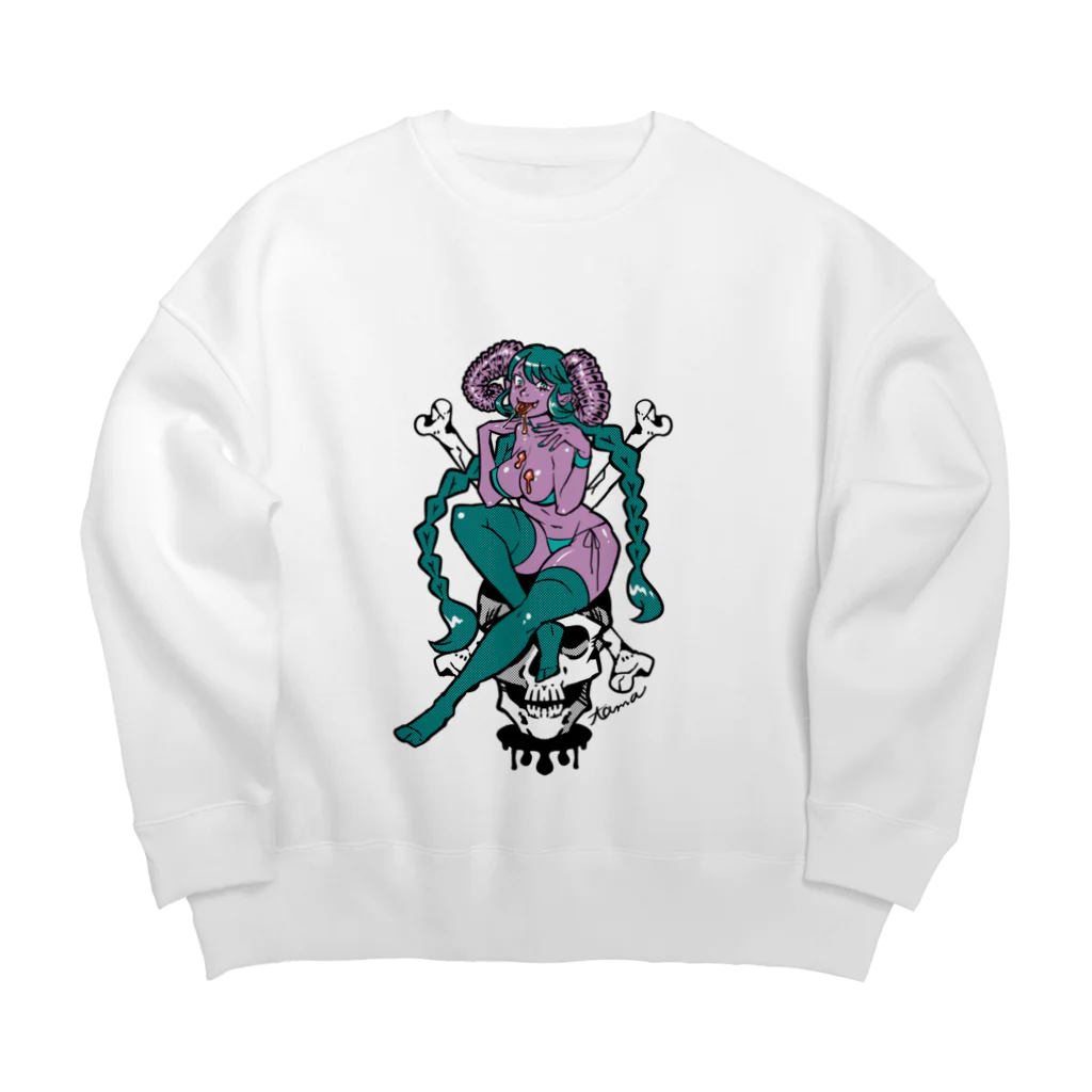 tama.llustrationのロックT ROCK'N PUNK - 悪魔ちゃん  SKULL Big Crew Neck Sweatshirt