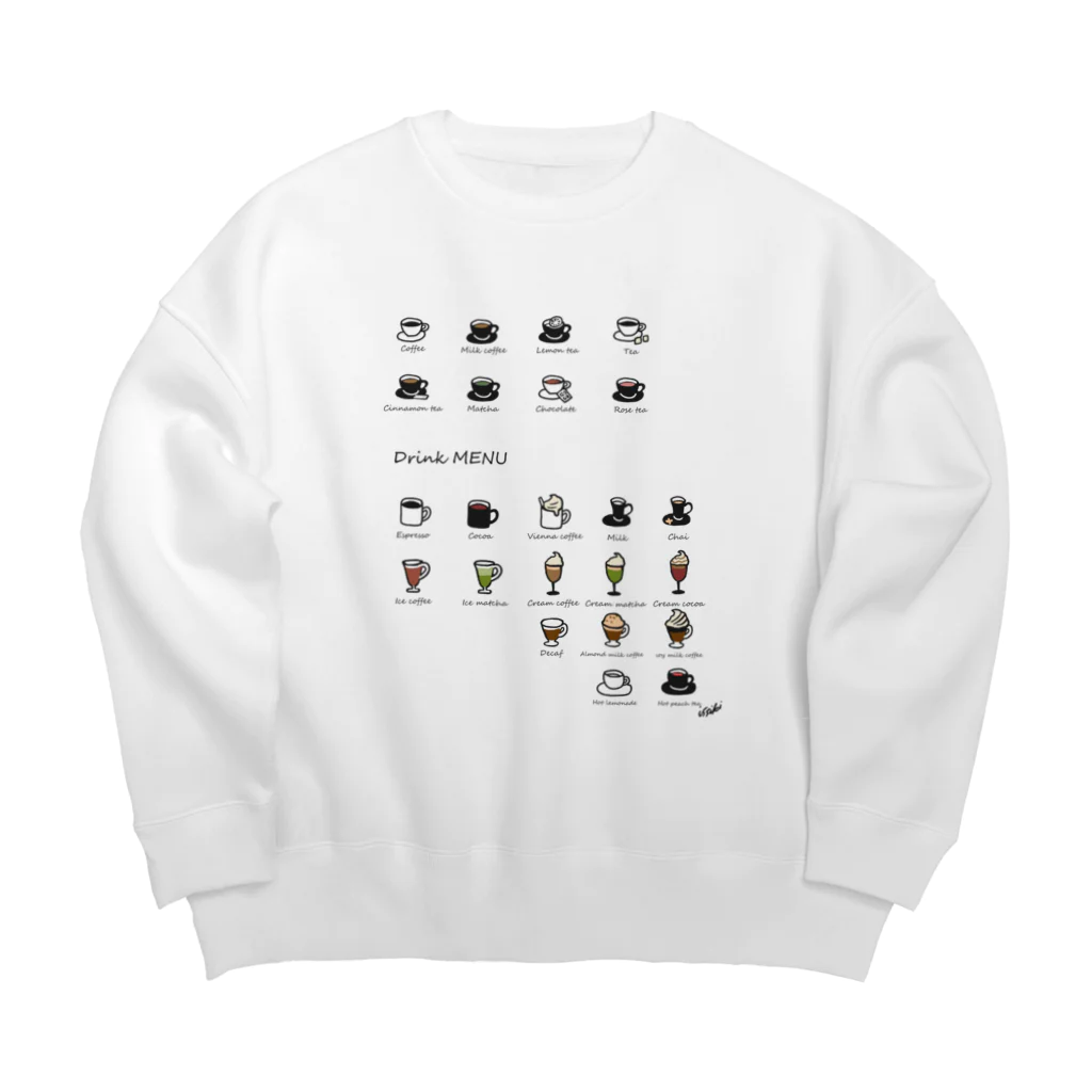 喫茶角砂糖のDrink MENU 白 Big Crew Neck Sweatshirt