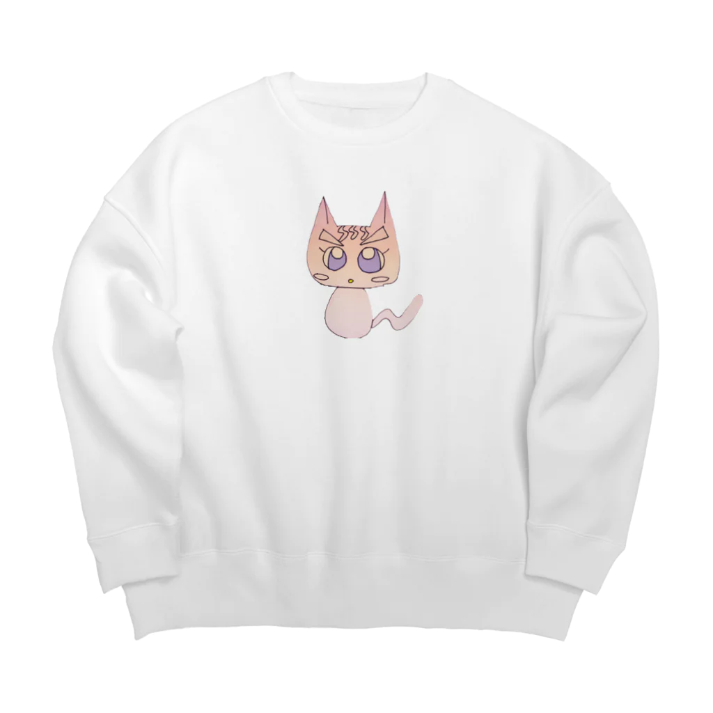 みのたのピンクの猫さん Big Crew Neck Sweatshirt