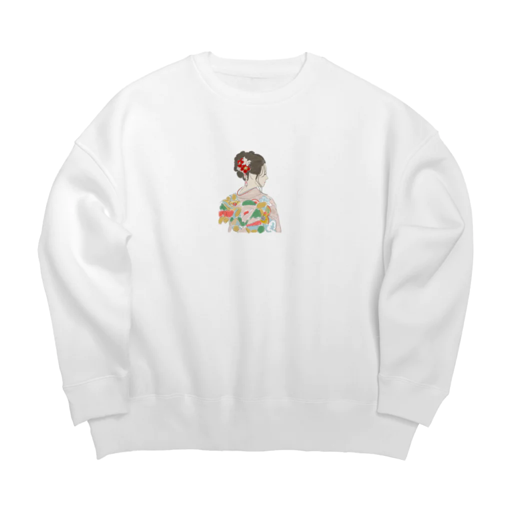 egmiki store🌿のふりそでーしょん Big Crew Neck Sweatshirt