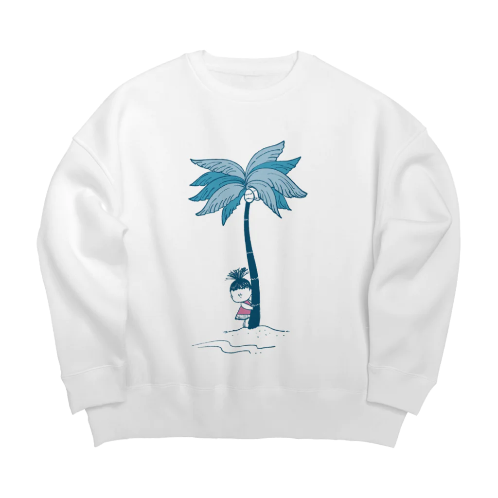 MINI BANANA ゴリラの親子のMINIBANANA ヤシの木と女の子 Big Crew Neck Sweatshirt