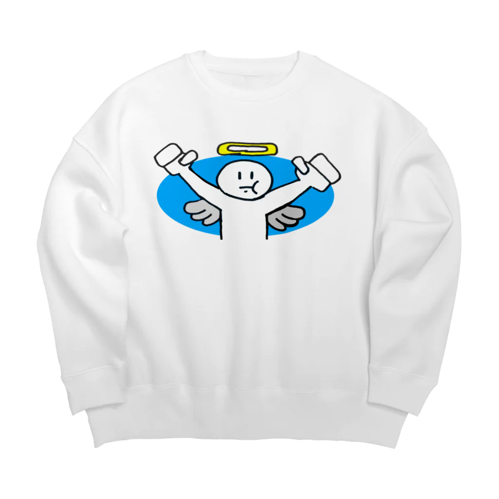 深夜サイクルの天使くん白枠 Big Crew Neck Sweatshirt