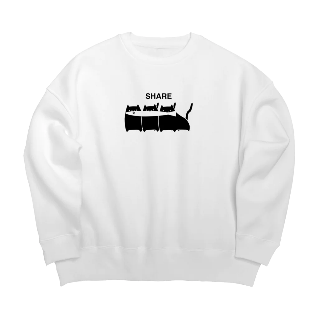 おひやのシェアぬこ黒 Big Crew Neck Sweatshirt