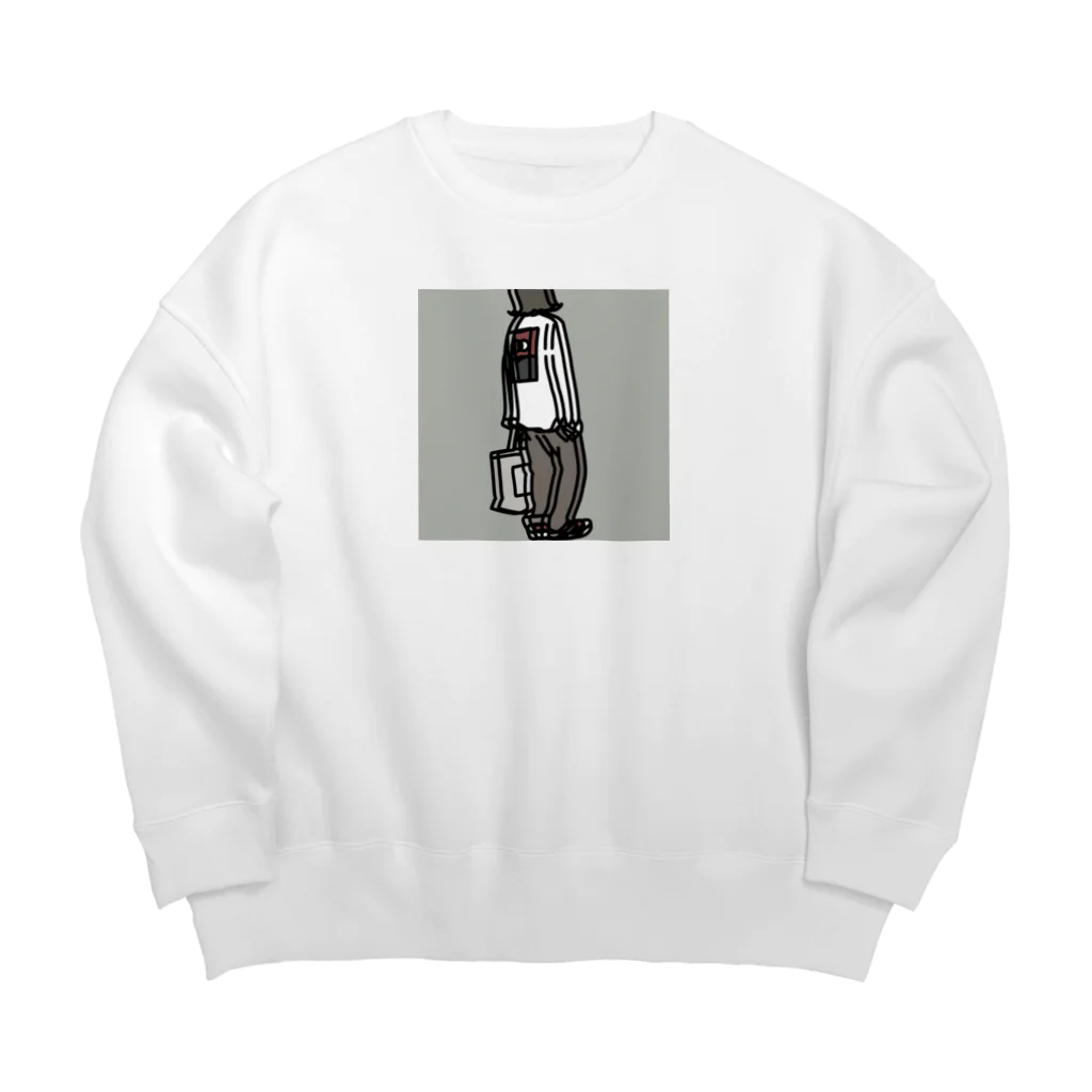 negの花札ガール Big Crew Neck Sweatshirt