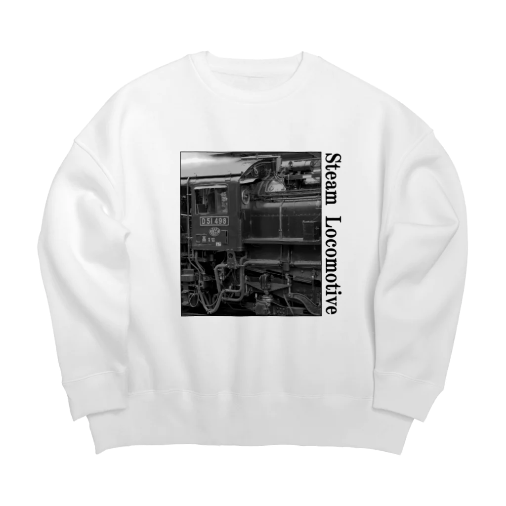 ヴィンテージ鉄道写真グッズの店のD51498 運転席周辺 黒いレタリング （モノクロフォト） Big Crew Neck Sweatshirt