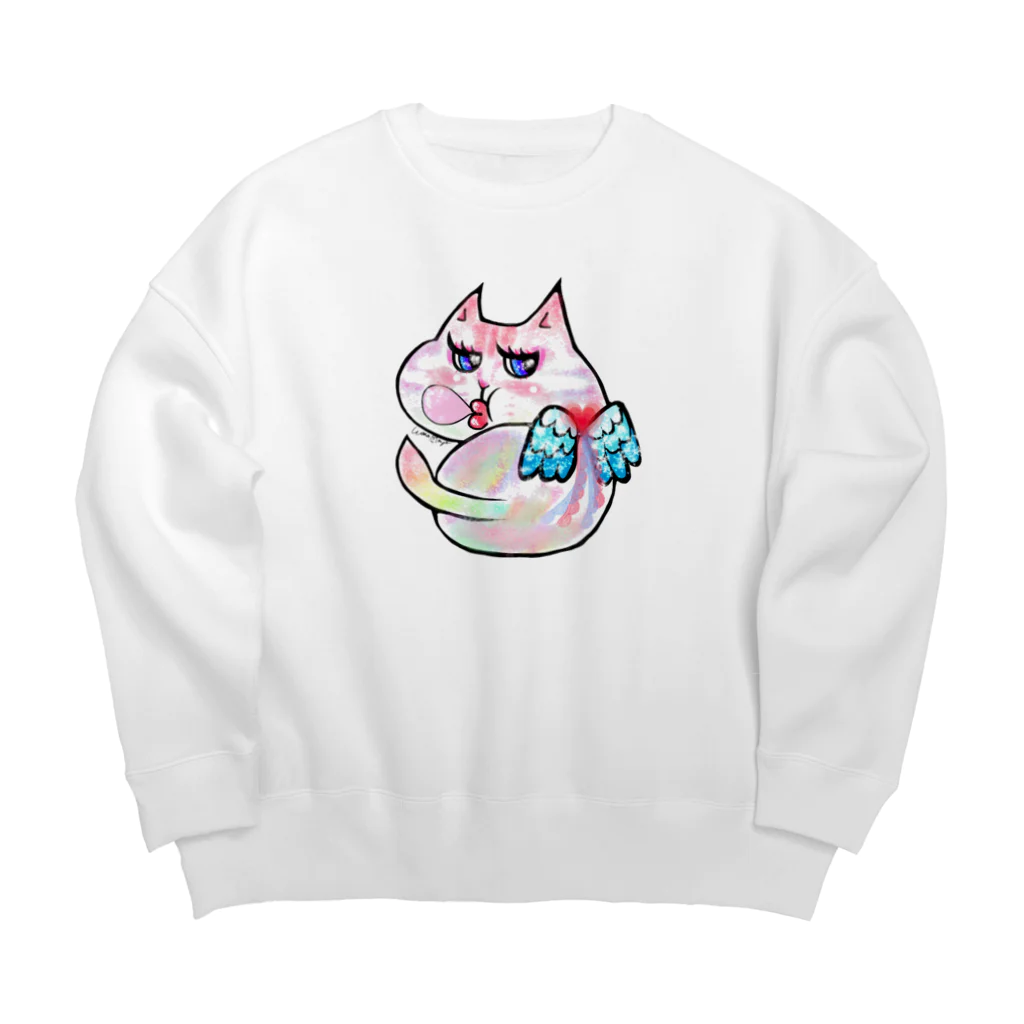 WataMayuroom☆のヤサグレカラフル猫 Big Crew Neck Sweatshirt