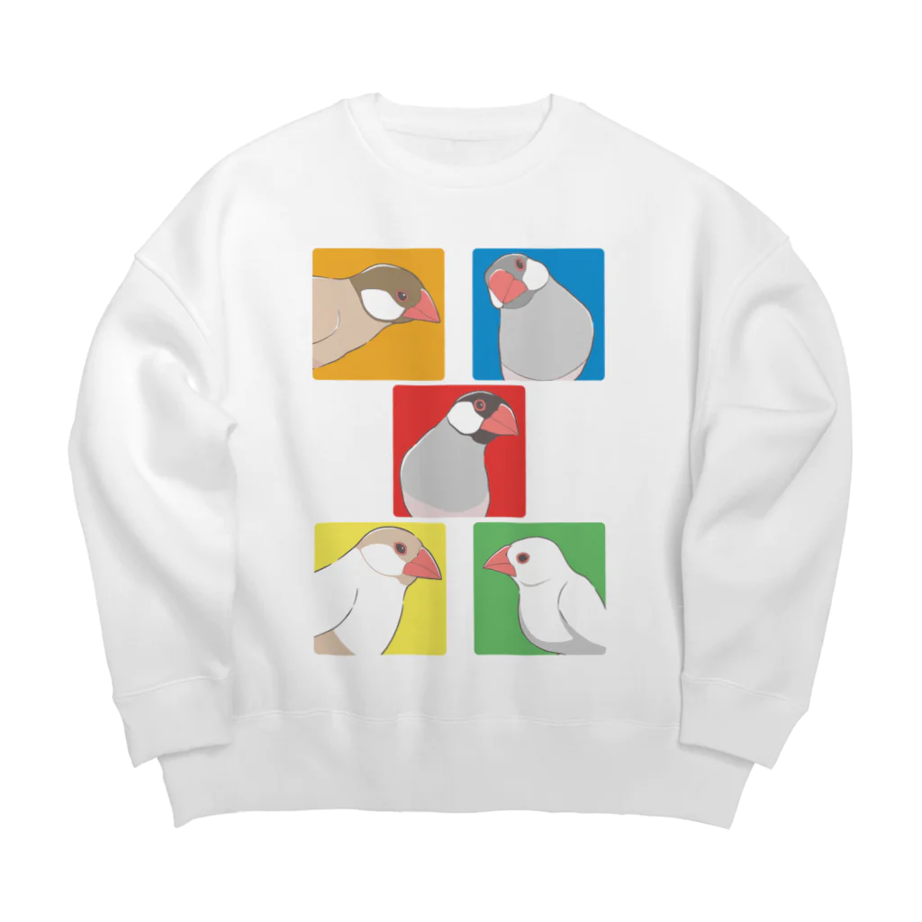 Burungのカラフル文鳥 Big Crew Neck Sweatshirt