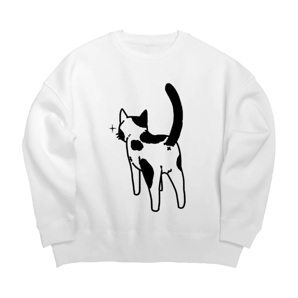 Riotoのねこけつ（ぶち猫） Big Crew Neck Sweatshirt