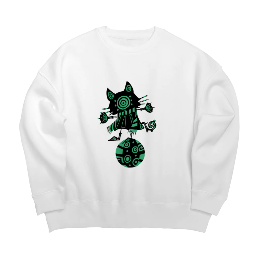 日向のレジャーシート。の青信号(猫) Big Crew Neck Sweatshirt