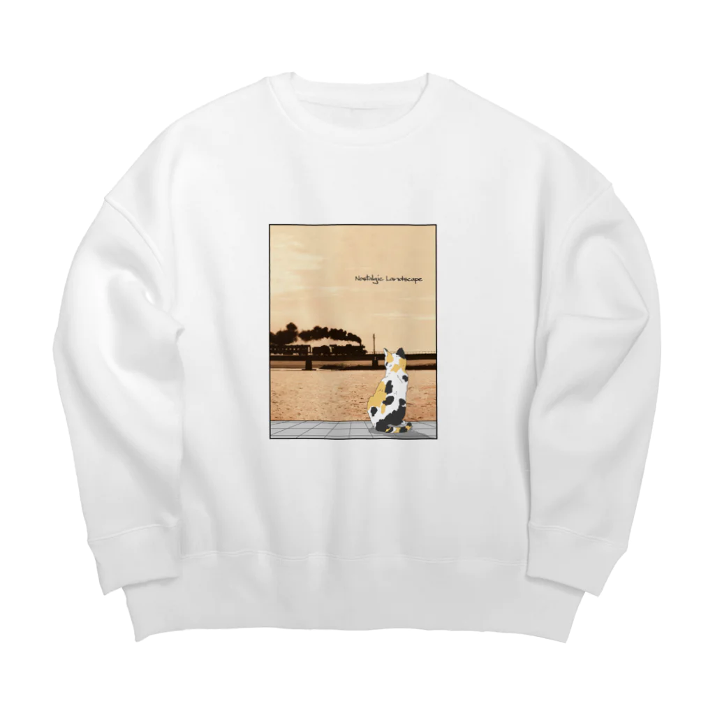 ヴィンテージ鉄道写真グッズの店の日豊本線 小丸川鉄橋を渡るSL (with 三毛猫) Big Crew Neck Sweatshirt