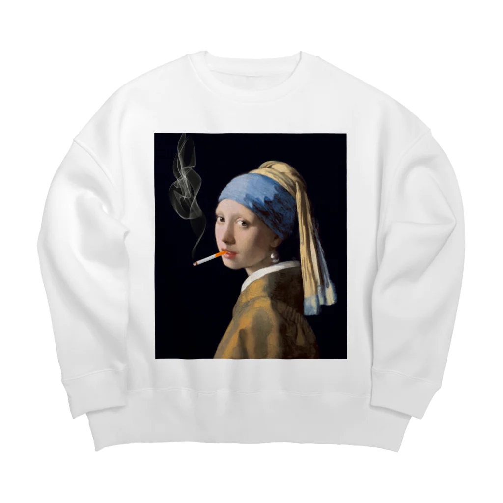 DRIPPEDのくわえタバコの少女 咥えタバコの少女-真珠の耳飾りの少女- Big Crew Neck Sweatshirt