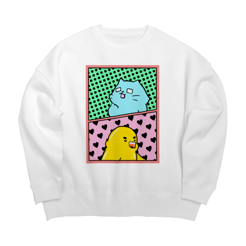 AZNDAショップ！のＰＯＹＯ！あんど　きなこ。 Big Crew Neck Sweatshirt