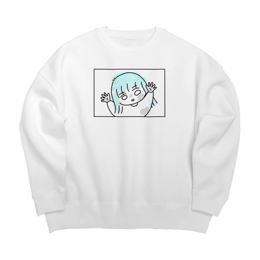 自由工房 suzuri店のくっつく娘 Big Crew Neck Sweatshirt