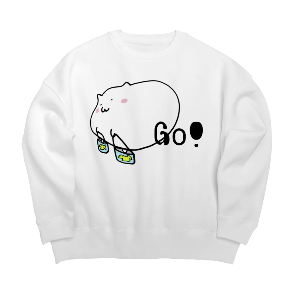 ダイナマイト87ねこ大商会の缶ぽっくりでブイブイいわす猫 Big Crew Neck Sweatshirt