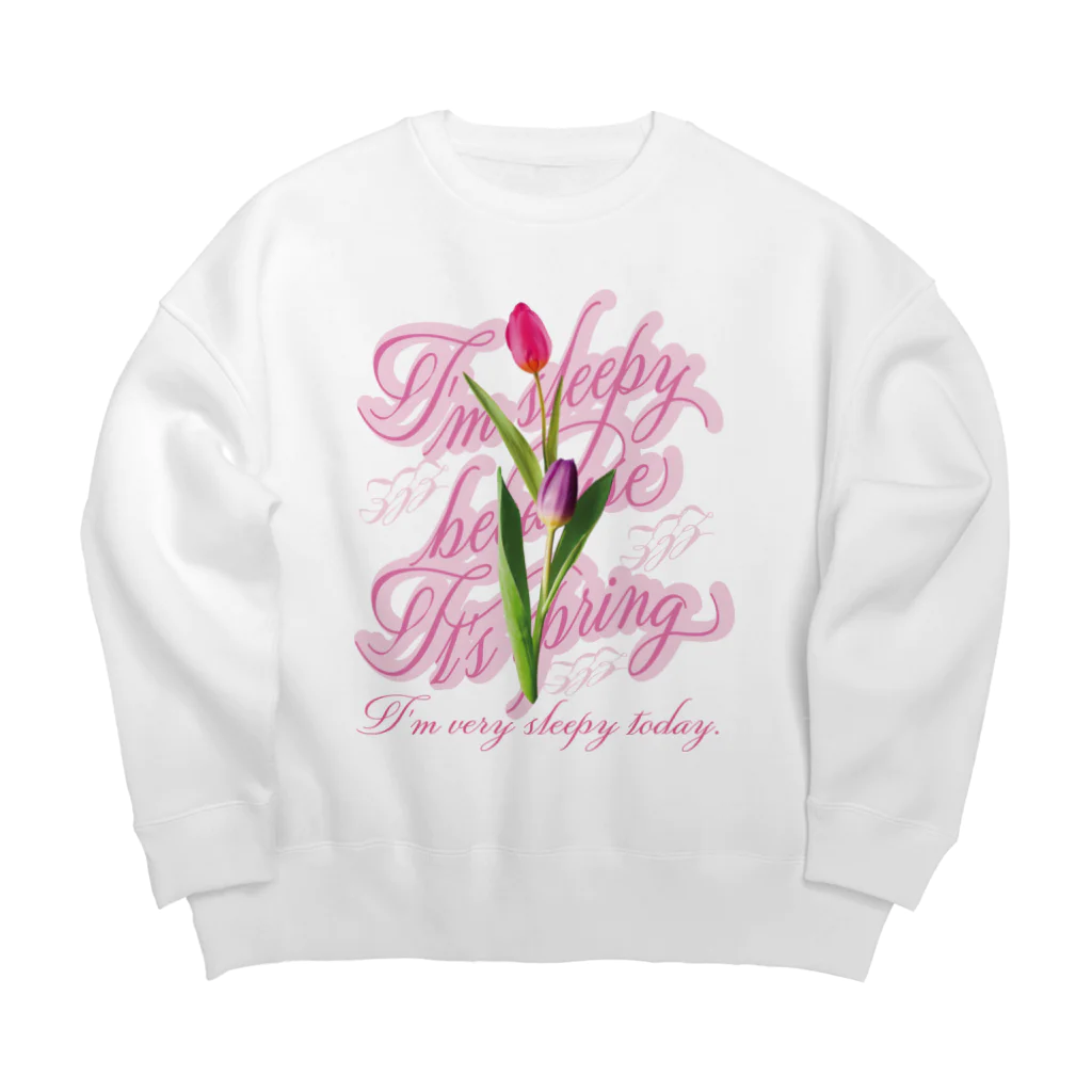 onigiri-dayoの💤🌷春だからねむい🌷💤 Big Crew Neck Sweatshirt