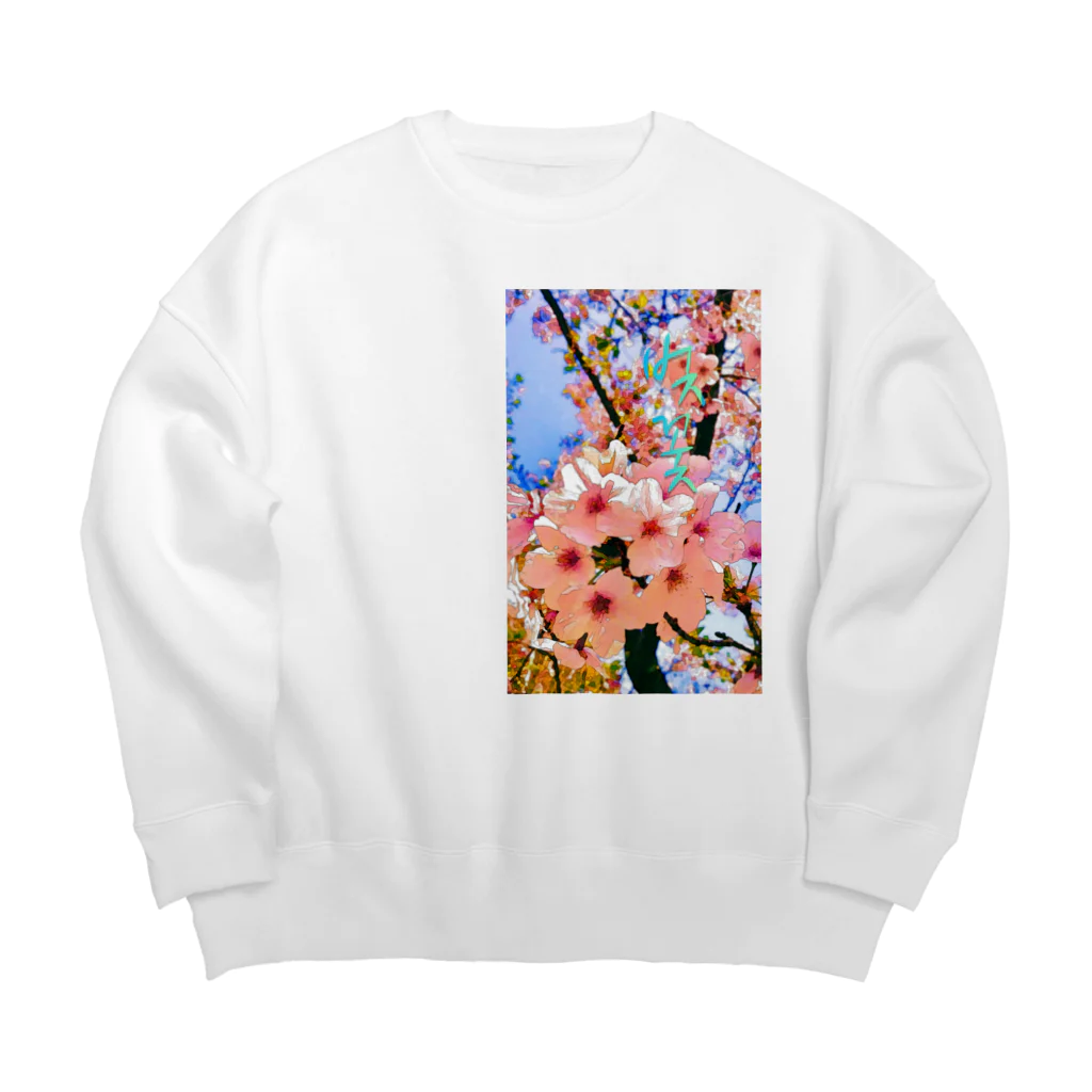 LalaHangeulの벚꽃 (桜) ハングル Big Crew Neck Sweatshirt