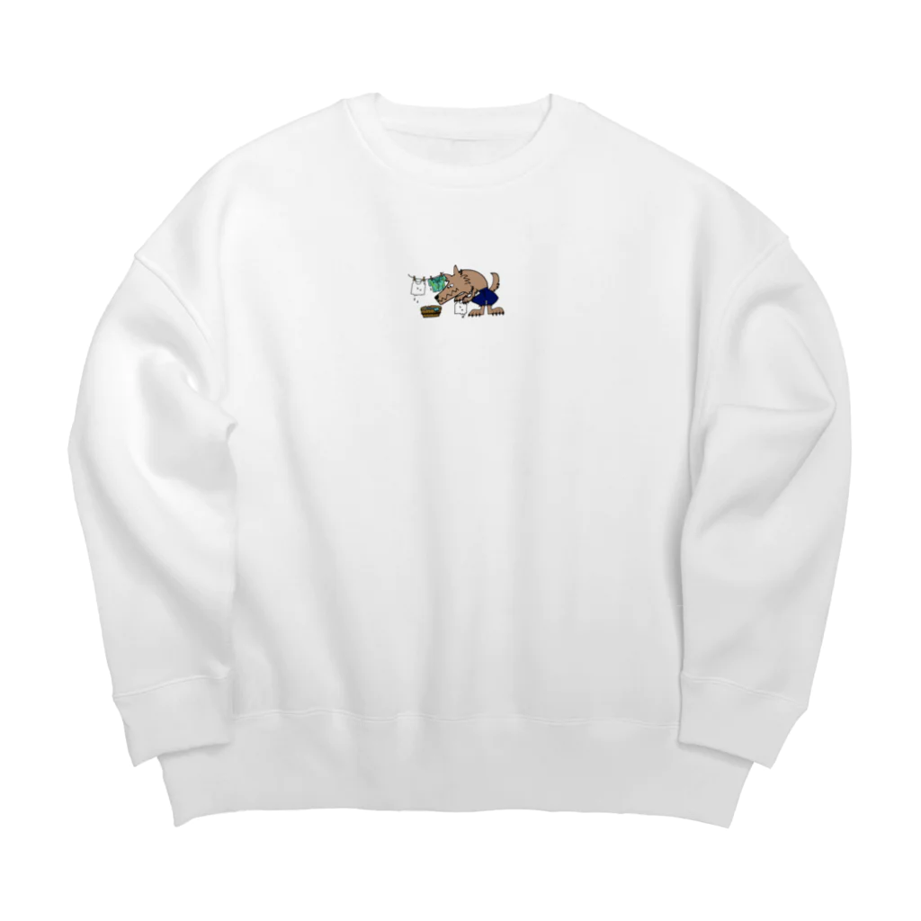 わりかし深夜テンションマーケットのおおかみおとこのきゅうじつ Big Crew Neck Sweatshirt