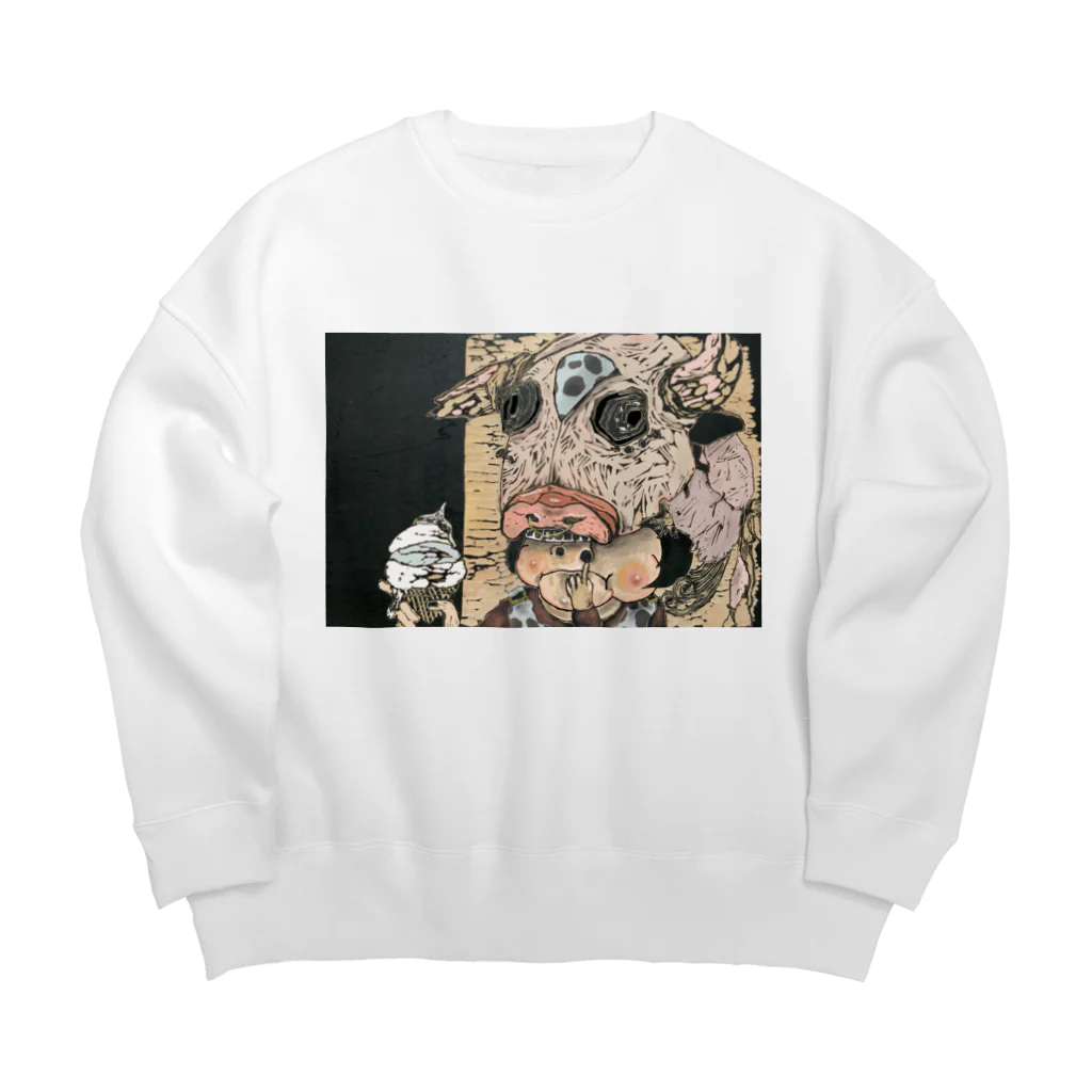 Majimanjiの牛歩 Big Crew Neck Sweatshirt