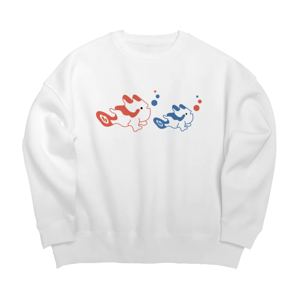 まいこ｜ほっこりイラスト🖌️の泡ぶくカエルアンコウ Big Crew Neck Sweatshirt