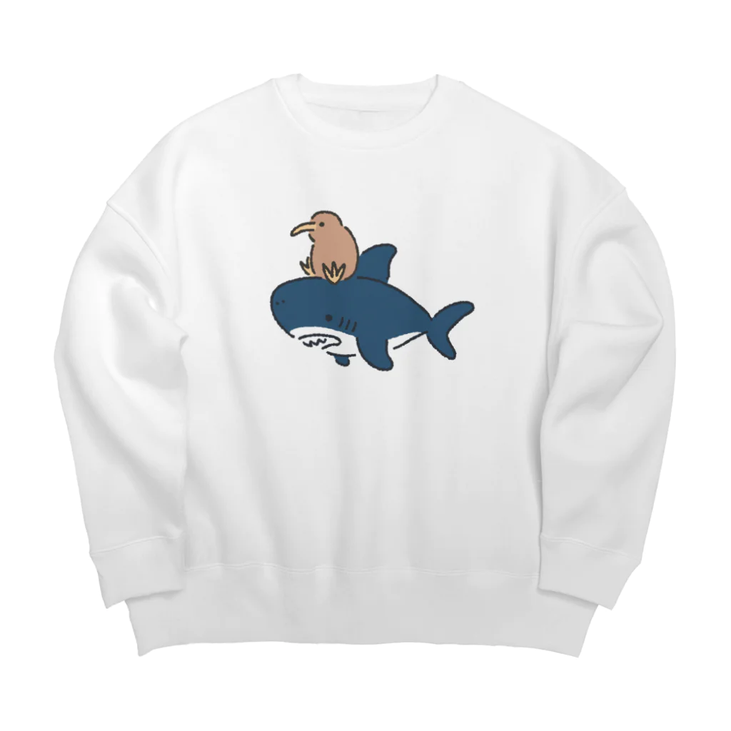 サメ わりとおもいのキーウィ・オン・シャーク Big Crew Neck Sweatshirt