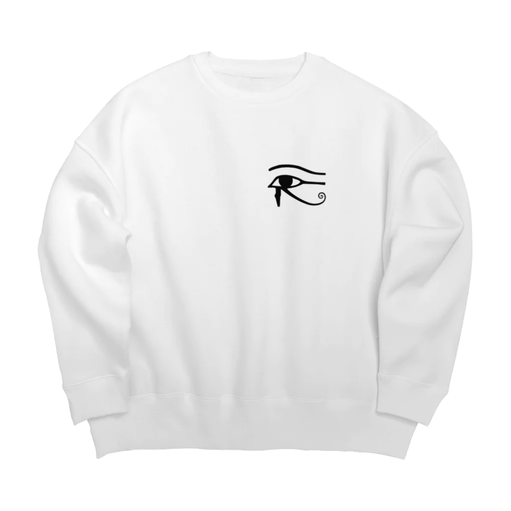 puikkoのエジプト　ウジャトの目（ワンポイント　黒） Big Crew Neck Sweatshirt