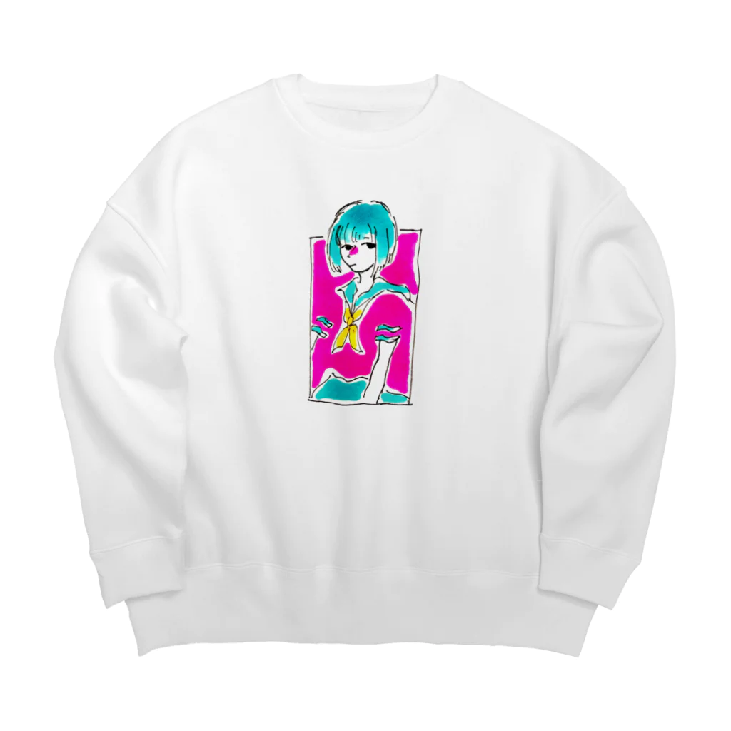 待ってる場所のオンナノコ Big Crew Neck Sweatshirt