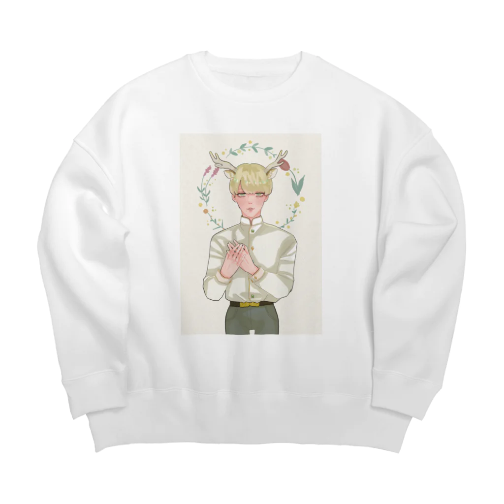 うちゅうのケモ耳男子 Big Crew Neck Sweatshirt