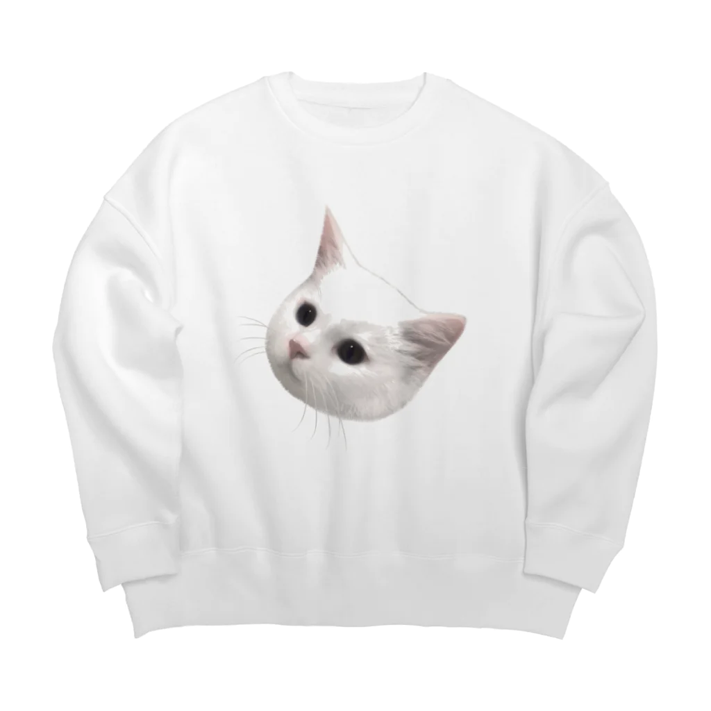 ゆれる銀の白猫の恋ちゃん Big Crew Neck Sweatshirt