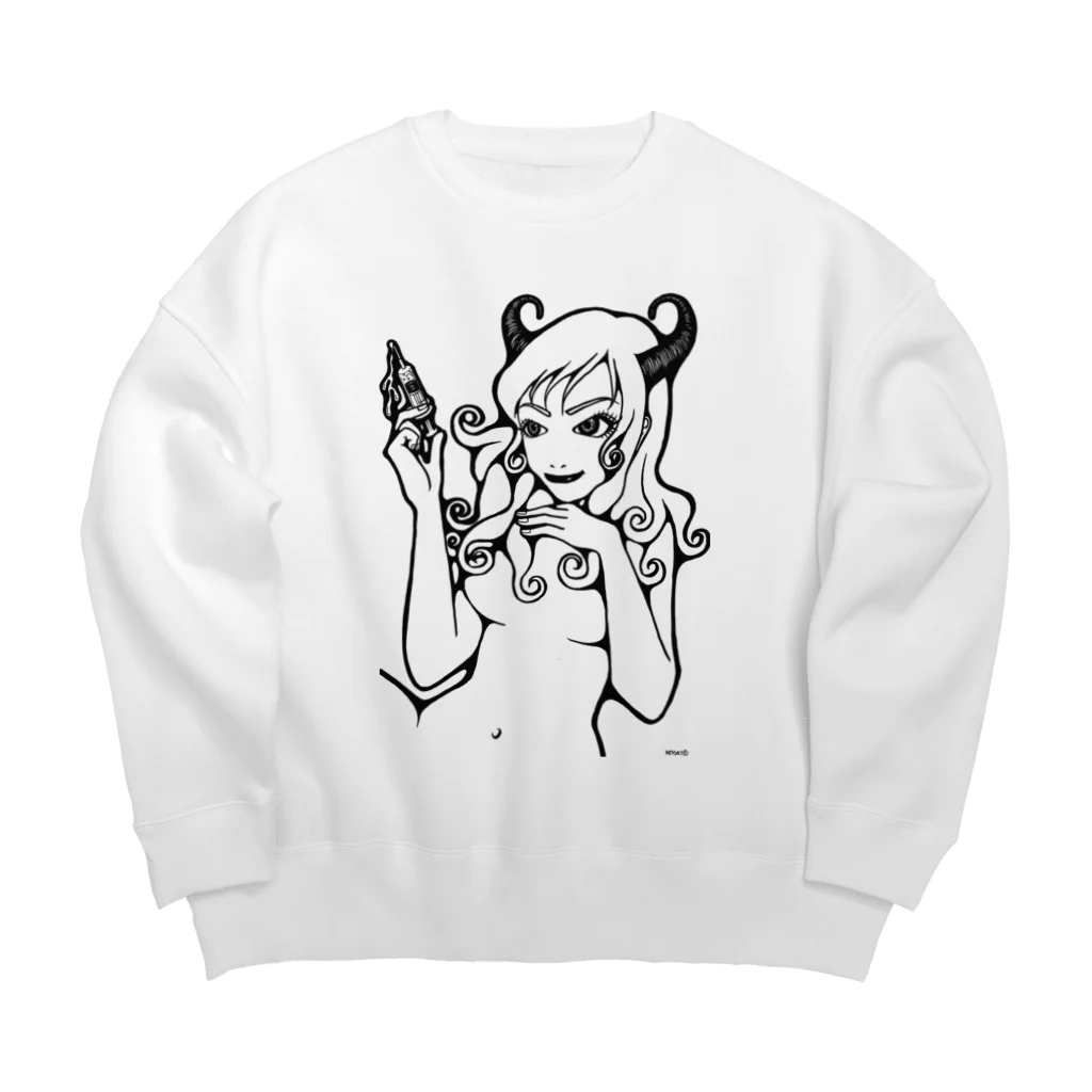 おかっぱミユキのセクシーなうしちゃん Big Crew Neck Sweatshirt