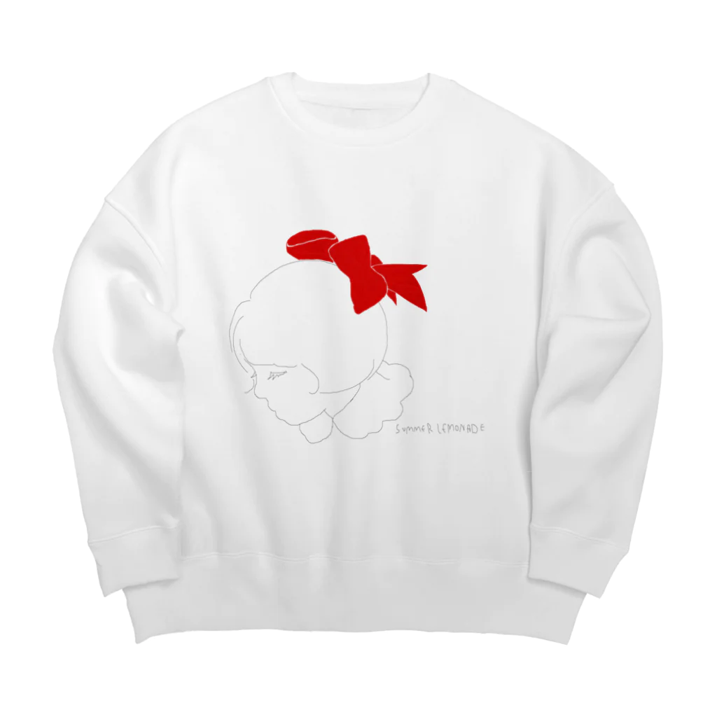 レモンスカッシュの泡の赤いリボンの子 Big Crew Neck Sweatshirt