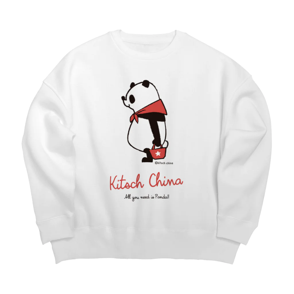 キッチュの赤スカーフパンダ Big Crew Neck Sweatshirt