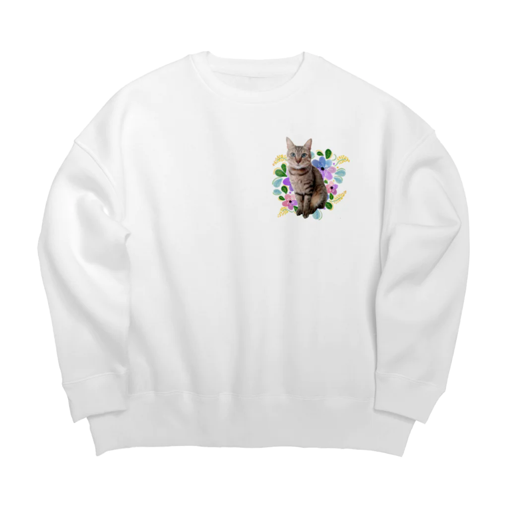 棕櫚竹工房の華やかなニャンコ Big Crew Neck Sweatshirt