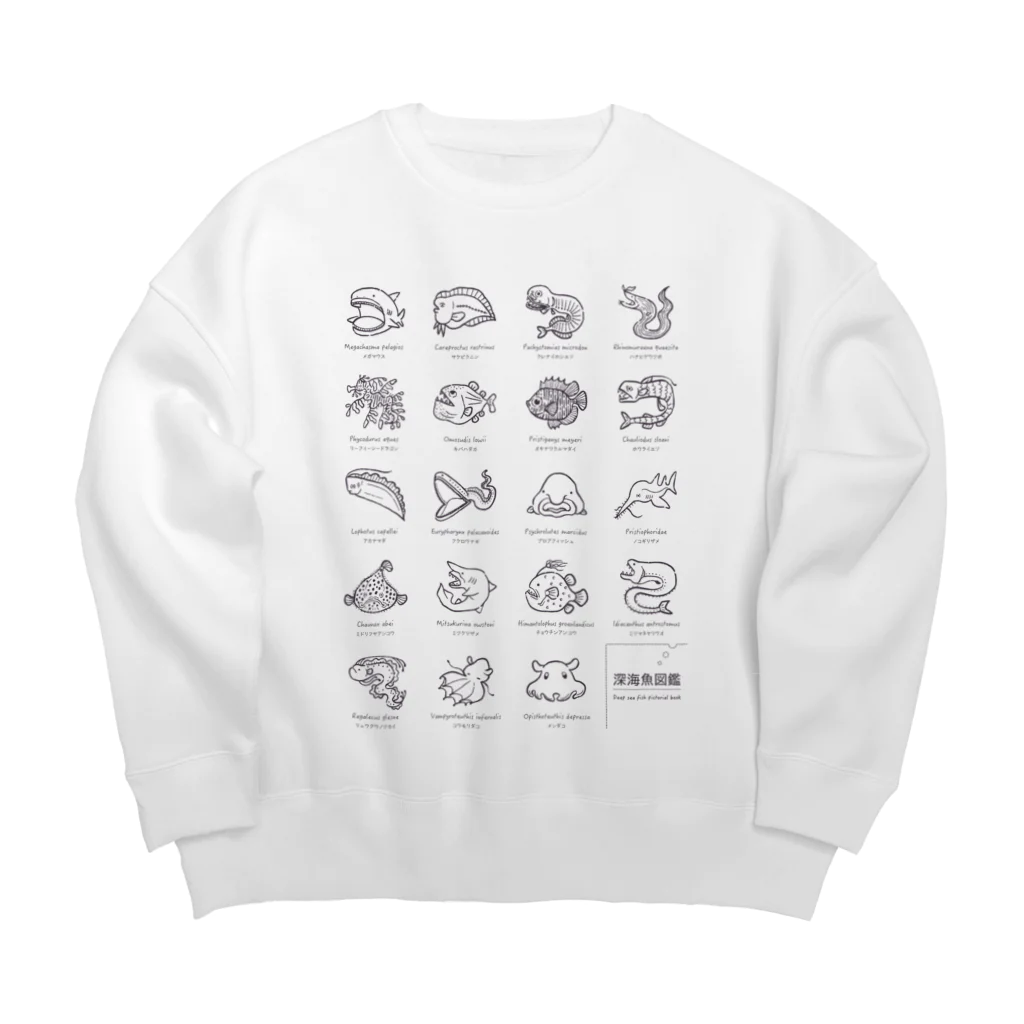 mincruの深海魚図鑑　モノクロver Big Crew Neck Sweatshirt